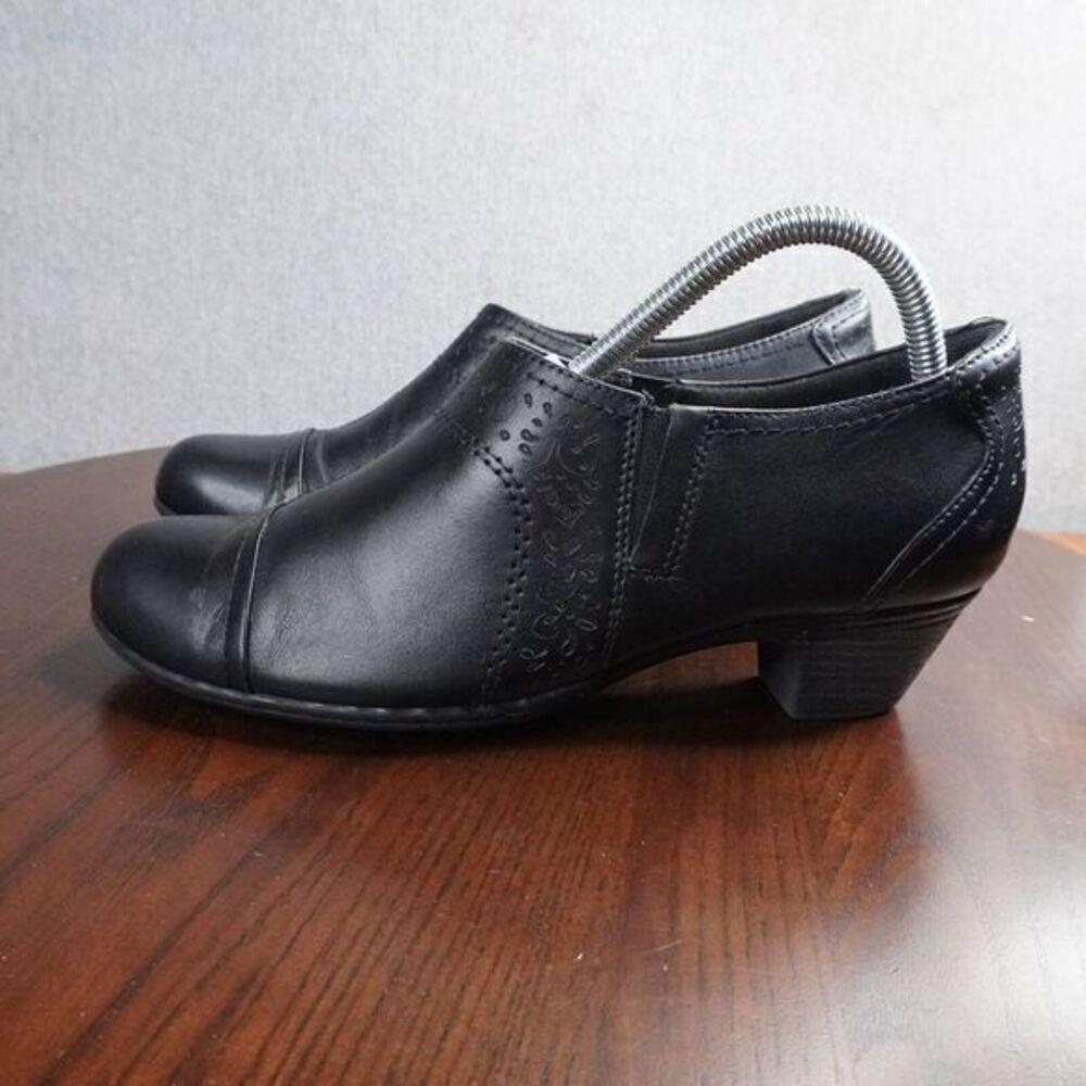 Cobb Hill Ankle Boots Women's 8.5W Black Leather Comfort Slip On Heel Booties